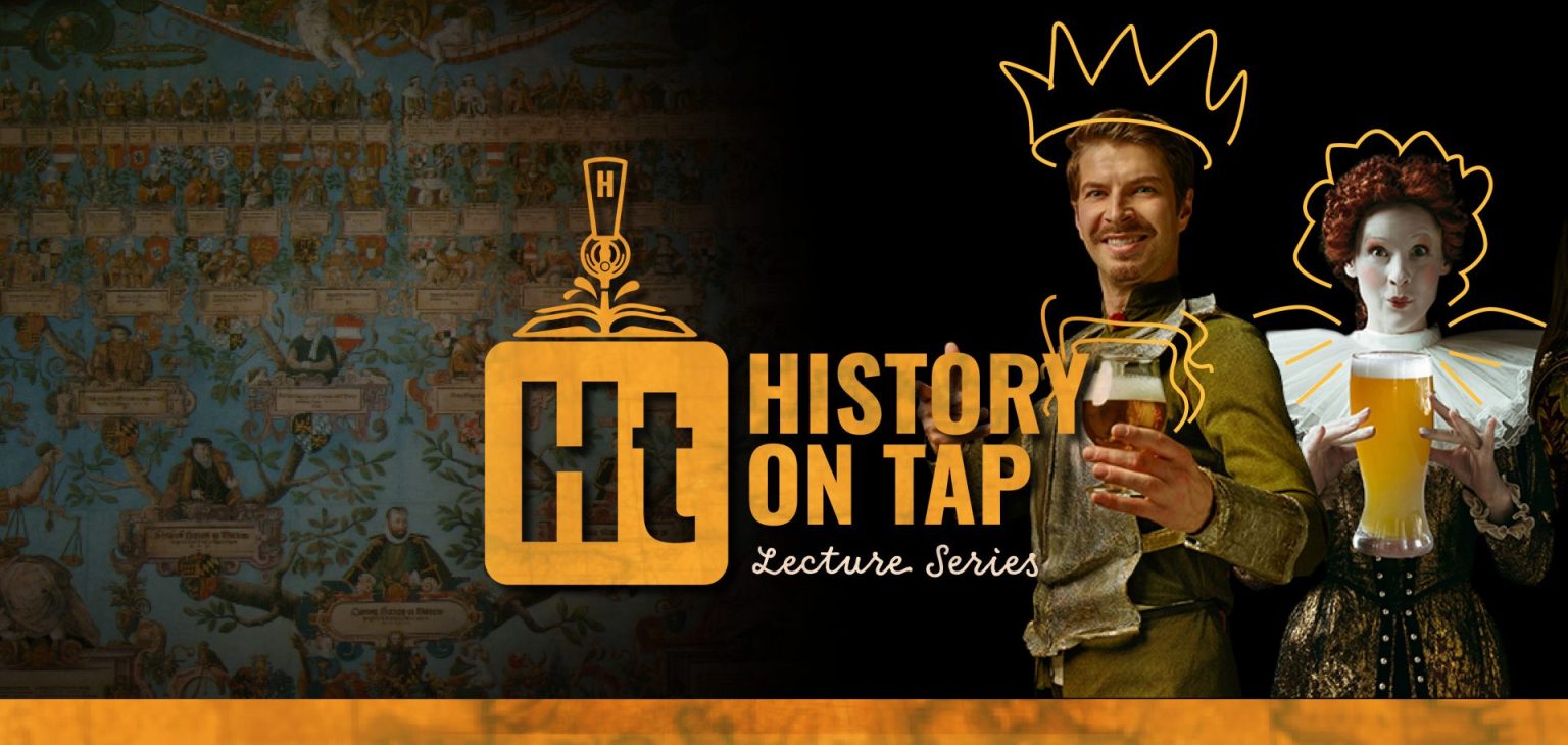 Banner for the June History on Tap which features Bill Mueller discussing how to save family history